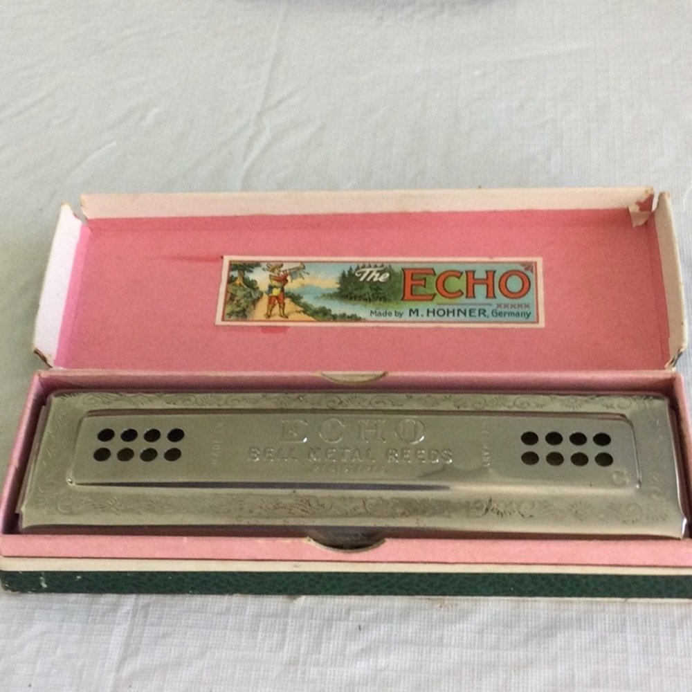Echo Silver Harmonica Double sided instrument with Box